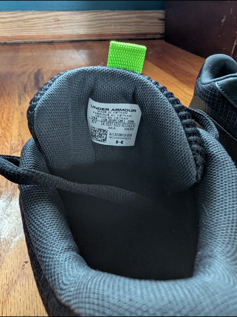 Under Armour Black & Neon Green Athletic Sneakers - Picture 4 of 4